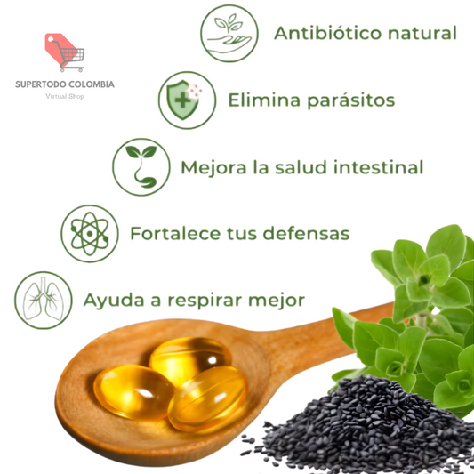 Aceite de Orégano con aceite de semillas negras (90 Capsulas)